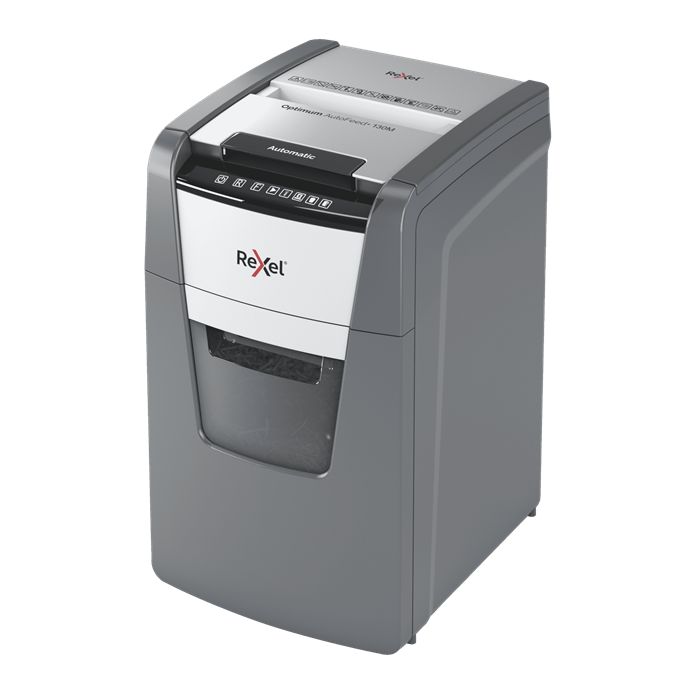 Rexel Optimum AutoFeed 130M Destructora Automatica de Corte en Particulas - Papelera de 44L - Alimentacion Automatica hasta 130 hojas - Tecnologia Antiatascos