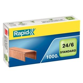 Rapid Confort Caja de 1000 Grapas 24/6 - Hasta 20 Hojas - Alambre Flexible Cobreado - Patilla de 6mm