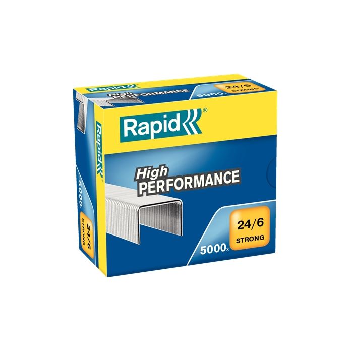 Rapid Strong Caja de 5000 Grapas 24/6 - Hasta 30 Hojas - Alambre Reforzado Galvanizado - Patilla de 6mm