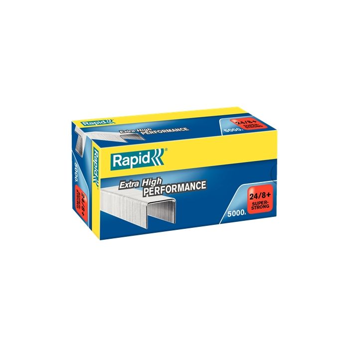 Rapid Super Strong Caja de 5000 Grapas 24/8+ - Hasta 50 Hojas - Alambre Galvanizado Superreforzado - Patilla de 8,5mm