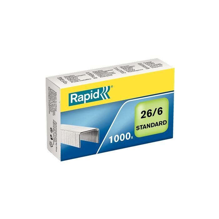 Rapid Confort Caja de 1000 Grapas 26/6 - Hasta 20 Hojas - Alambre Flexible Galvanizado - Patilla de 6mm