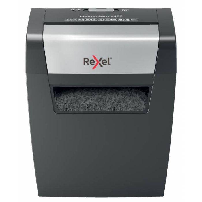 Rexel Destructora Papel Momentum x406 - P4, Corte Confeti 4x30mm - Funcionamiento Ininterrumpido 3 Minutos - Papelera 15L - Negro