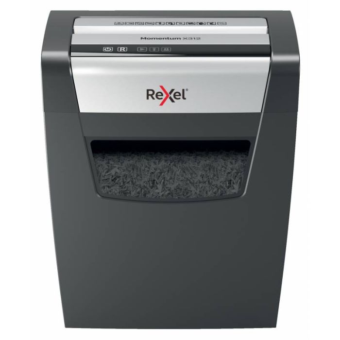 Rexel Momentum x312 Destructora de Papel - Corte Confeti 5x42mm - Funcionamiento Ininterrumpido 6 Minutos - Negro