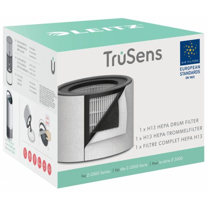Leitz Filtro Hepa 3 en 1 H13 Repuesto Purificador Aire Mediano Trusens Z-2000/Z-2500 - Captura 99,95% Particulas Ultrafinas - Filtro Carbon - Cambio Indicador - Color Negro