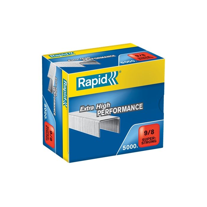 Rapid Super Strong Caja de 5000 Grapas 9/8 - De 10 a 40 Hojas - Alambre Galvanizado Superreforzado - Patilla de 8mm