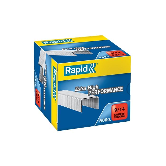 Rapid Super Strong Caja de 5000 Grapas 9/14 - De 80 a 110 Hojas - Alambre Galvanizado Superreforzado - Patilla de 14mm