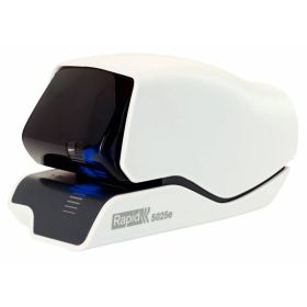 Rapid Grapadora Electrica Supreme 5025E - 25 Hojas - Carga de Cartucho - Diseño Excepcional - Blanco Grapa - Tecnologia de Grapado Plano - Cartucho Incluido - Enchufe Europeo Estandar