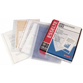 Esselte Funda Porta Documentos Folio - PP - Cristal Liso Calidad Estandar - Multitaladro-16 - Caja 100 - Transparente