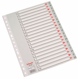 Esselte Abecedarios Plastico Caratula Indice Folio PP A-Z Cartulina Indice Carton Gris A-Z Material PP Tamaño Folio Multitaladro Presentacion Bolsa Individual