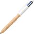 Bic 4 Colours Wood Style Boligrafo de Bola Retractil - Punta Media de 1.0mm - Tinta con Base de Aceite - Diseño Madera - 4 Colores