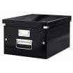 Leitz Caja Almacenaje Mediana Click & Store Wow - Montaje Rapido y Sencillo - Asas de Metal - Carton Negro - Efecto Wow