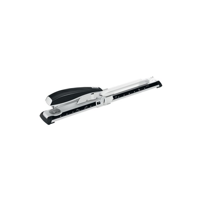 Petrus 600 Grapadora de Brazo Largo - Hasta 40 Hojas - Grapado Cerrado y Abierto - Para Grapas 22/6-8, 24/6-8 y 26/6-8 - Color Gris/Negro