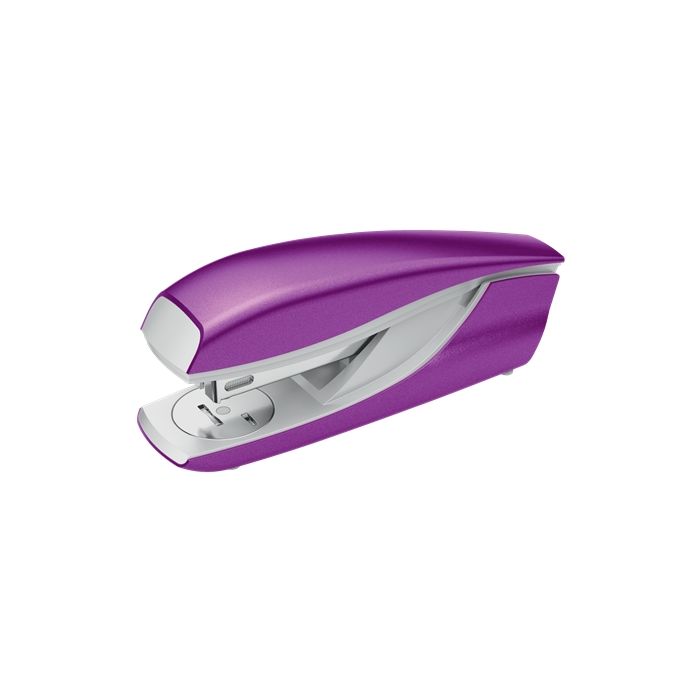 Petrus 635 Grapadora Metalica + Caja de 200 Grapas - Hasta 30 Hojas - Extraegrapas Integrado - Grapado Cerrado, Abierto y Clavado - Color Violeta Metalizado