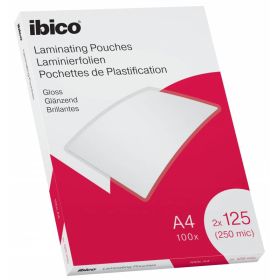 Ibico Gloss A4 250 Micras Carteras de Plastificar - Acabado Cristalino de Alto Brillo - Plastifica Papel, Fotos, Tarjetas de Visita, Recursos Escolares y Mas - Color Cristal