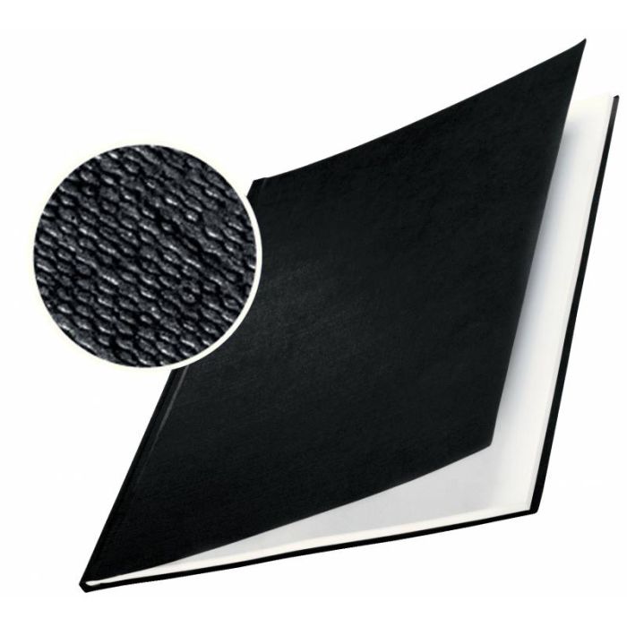 Leitz Tapas Rigidas Impressbind - 3,5mm - Estructura de Lino - 15-35 Hojas - A4 - Encuadernacion de Alta Calidad - Negro Carton de 1,75mm - Superficie de Lino Lacada - Papel Blanco sin Acido
