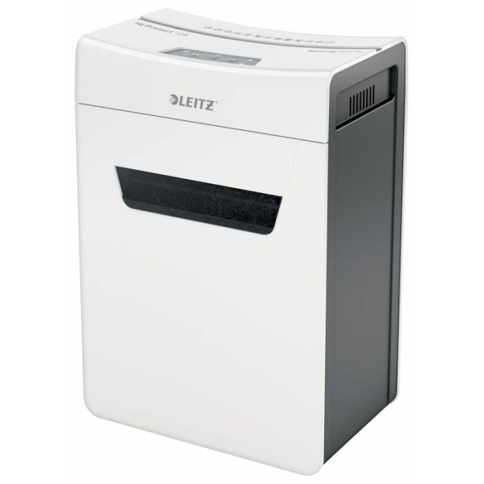 Leitz IQ Protect Premium 10x Destructora - Super Silenciosa y Compacta - Papelera Extraible - Tritura 10 Hojas - Capacidad Papelera 18L - Corte en Particulas Din P4 - Color Blanco