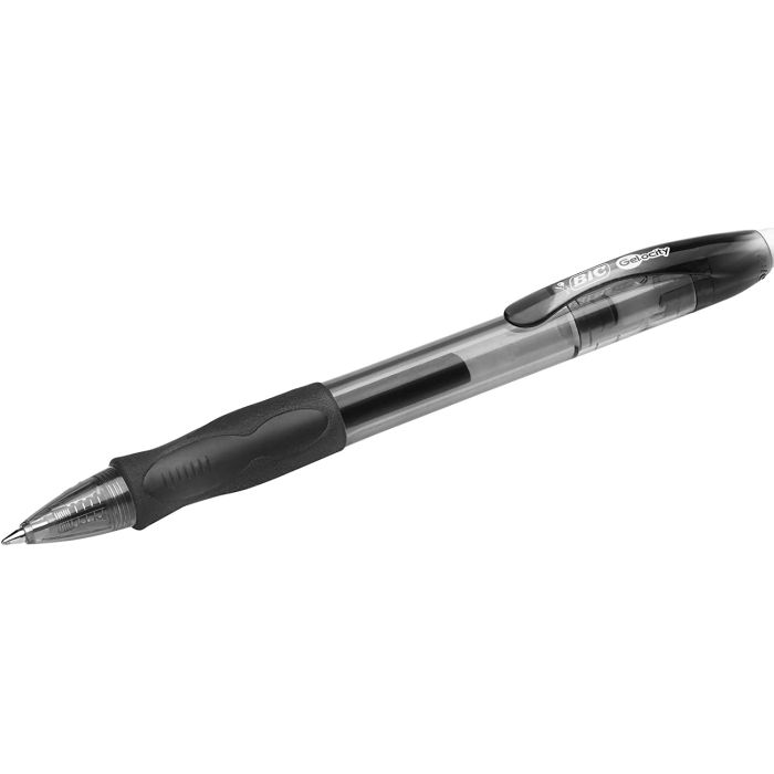 Bic Gel-ocity Original Boligrafo de Tinta Gel Retractil - Punta Media de 0.7mm - Recargable - Grip de Goma - Clip de Plastico - Color Negro