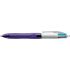 Bic 4 Colours Grip Fashion Boligrafo de Bola Retractil con Grip - Punta Media de 1mm - Trazo de 0.4mm - Tinta con Base de Aceite - Cuerpo Blanco/Morado Transparente - 4 Colores
