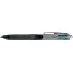 Bic 4 Colours Grip Pro Boligrafo de Bola Retractil con Grip - Punta Media de 1mm - Trazo de 0.4mm - Tinta con Base de Aceite - Cuerpo Gris/Negro Transparente - 4 Colores