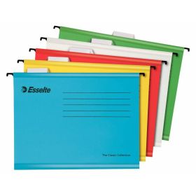 Esselte Classic A4 Carpeta Colgante Reforzada - Pack de 10 - 10 Veces Mas Resistente - Colores Brillantes - Visores de Plastico Transparente - Etiquetas Blancas - 100% Carton Kraft Reciclado - Surtidos