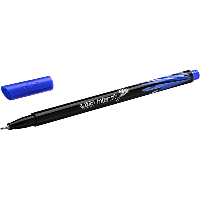 Bic Intensity Fine Rotulador de Punta Fina de 0.8mm - Trazo de 0.4mm - Tinta con Base de Agua - Color Azul