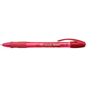 Bic Gel-ocity Illusion Boligrafo de Tinta Gel Borrable - Punta Media de 0.7mm - Recargable - Grip de Goma - Clip de Plastico - Color Rojo