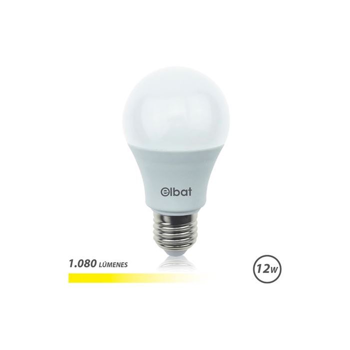 Elbat Bombilla LED A60 - 12W - 1080LM - E27 - Luz Calida - Color Blanco Calido