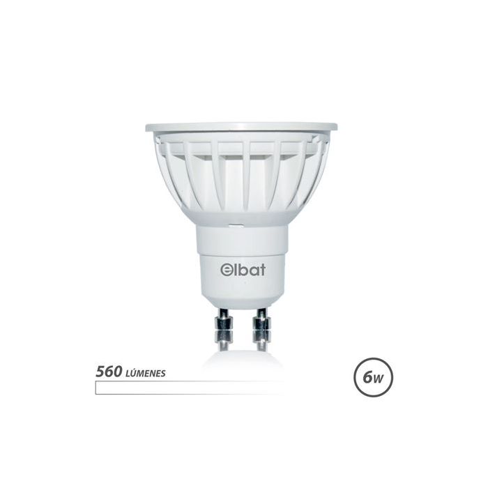 Elbat Bombilla LED GU10 6W 560LM Luz Blanca - Ahorro Energetico - Larga Duracion - Facil Instalacion - Color Blanco