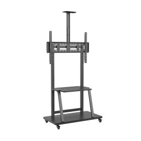 Aisens Soporte de Suelo Eco Con Rueda - Bandeja para Dvd Y Soporte de Camara para Monitor/TV 150Kg de 37-100 - Color Negro