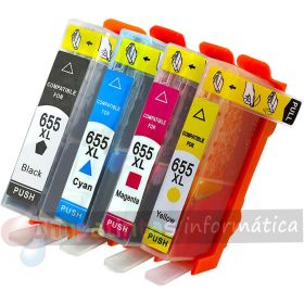 HP 655 Pack de 4 Cartuchos de Tinta Genéricos