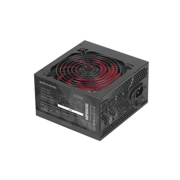 Mars Gaming MPIII650 Fuente de Alimentacion 650W ATX - 85% de Eficiencia - PFC Activo - Silenciosa