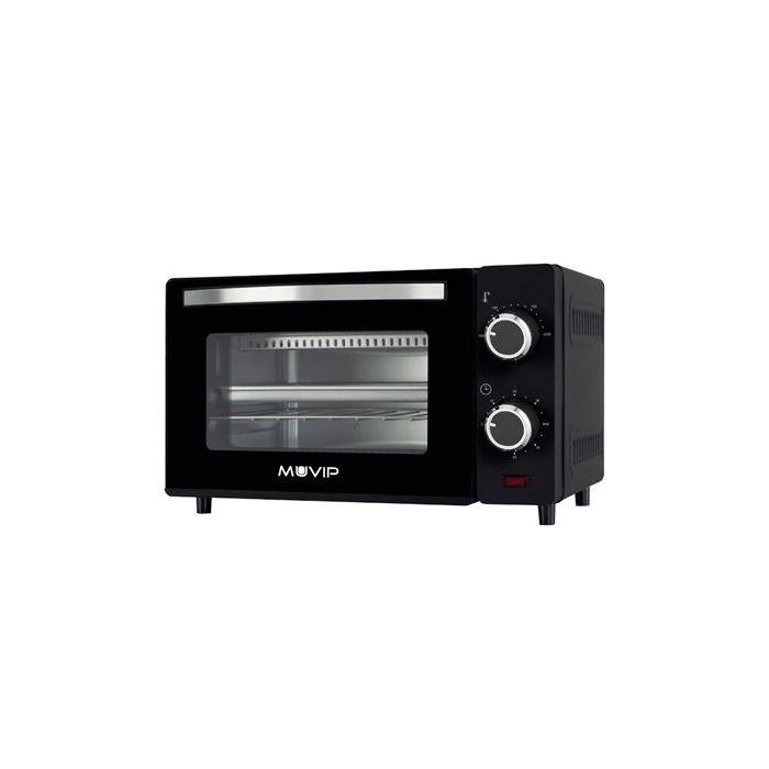 Muvip Horno de Sobremesa 650W 10L - Regulador de Temperatura 100º - 230º - Puerta de Cristal Templado - Cuerpo de Acero Inoxidable