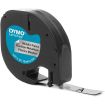Dymo LetraTag S0721730 Cinta de Etiquetas Original para Rotuladora - Texto negro sobre fondo metalico - Ancho 12mm x 4 metros (91208)