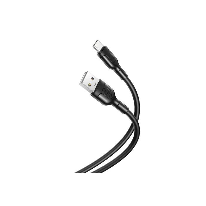 XO Cable de Carga y Transmision de Datos Tipo C - Longitud 1m - Silicona Suave y Duradera - Alta Velocidad 5V, 2.1A - Conector Tipo C (Negro)