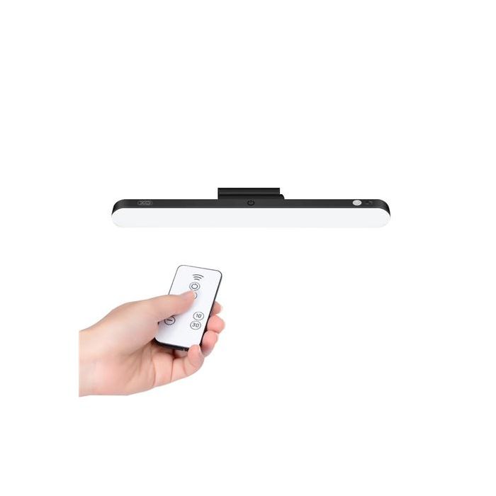 XO Lampara LED de Escritorio - Potencia 25W - Bateria 1200Mah - Ajuste Hasta 80º - Control Remoto - Regulacion de Potencia - Luz Anti Fatiga - Adaptador Magnetico para Fijacion - 3 Temperaturas de Color - Color Negro