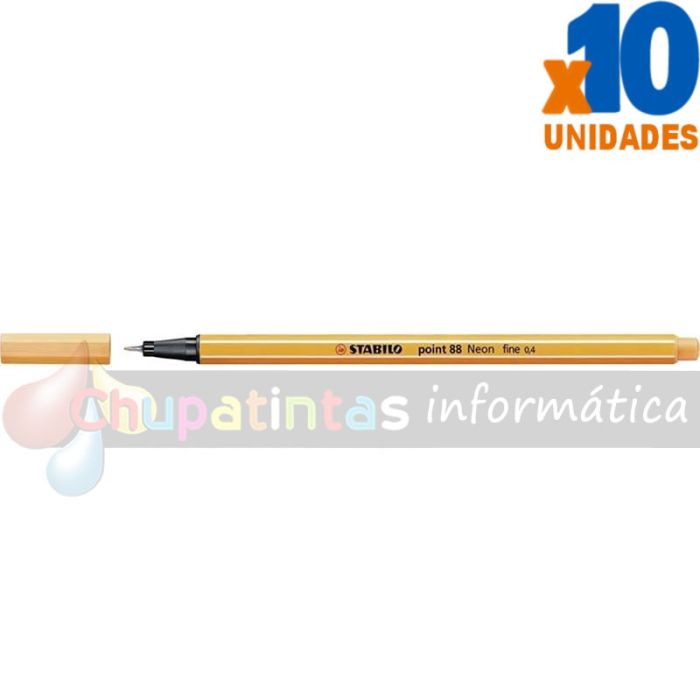 Stabilo Point 88 Rotulador de Punta Fina de Fibra Trazo 0.4 mm Naranja Neón-1