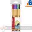 Stabilo Point 88 Pack de 6 Rotuladores de Punta Fina de Fibra - Trazo de 0.4 mm - Tinta con Base de Agua - Colores Surtidos