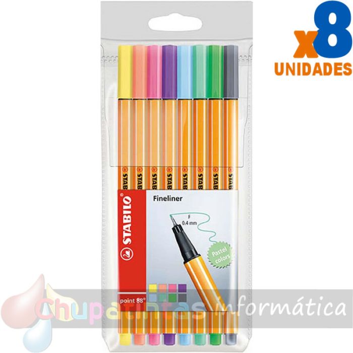 Stabilo Point 88 Pack de 8 Rotuladores colores surtidos pastel-1
