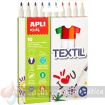Apli Kids Rotuladores Textil Ø 11x137mm - Cuerpo Cilindrico - Punta Redonda Bloqueada Ø 2.9mm - Capuchon Anti Asfixia - No Toxicos ni Gluten - Larga Duracion - Resistente al Lavado - Ideal para Todo Tipo de Tejidos
