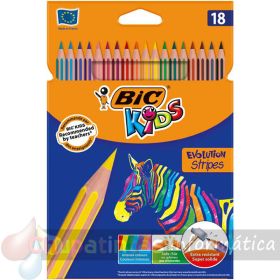 Bic Kids Evolution Stripes Caja de 18 Lápices de Colores Surtidos-1
