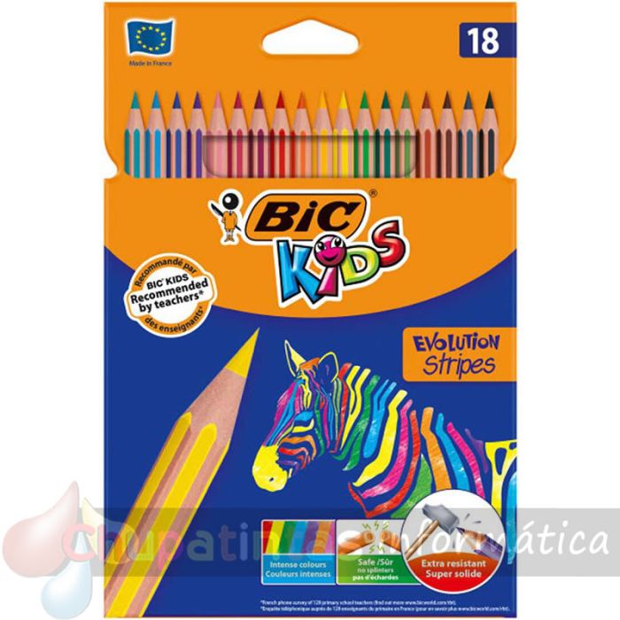 Bic Kids Evolution Stripes Caja de 18 Lápices de Colores Surtidos-1