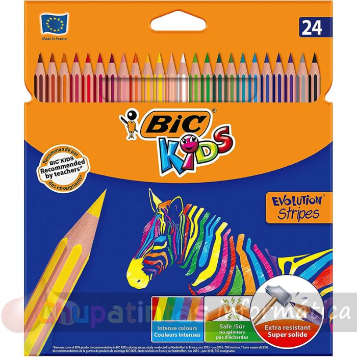 Bic Kids Evolution Stripes Caja de 24 Lápices de Colores Surtidos-1