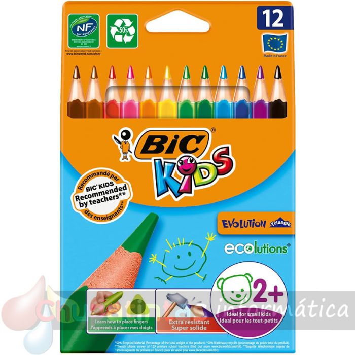 Bic Kids Evolution Triangle Pack de 12 Lápices de Colores Triangulares-1