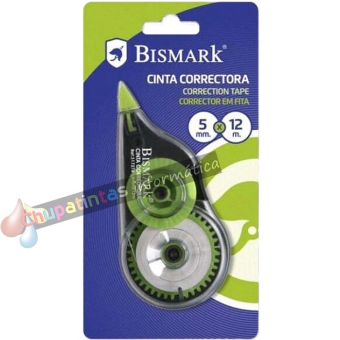 Bismark Cinta Correctora 5mm x 12m - Cuerpo Transparente - Forma Ergonómica-2