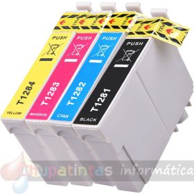 EPSON T1285 Pack Ahorro 4 Cartuchos de Tinta Genéricos: T1281+T1282+T1283+T1284-1