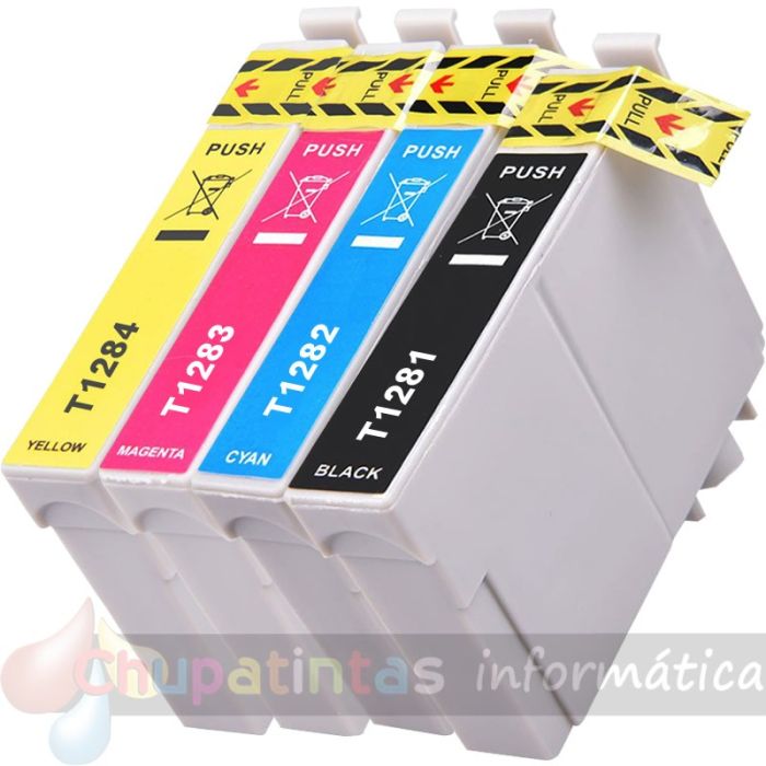 EPSON T1285 Pack Ahorro 4 Cartuchos de Tinta Genéricos: T1281+T1282+T1283+T1284-1