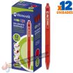 Bismark Fix Boligrafo Retractil Borrable - Punta Fina 0.7mm - Con Clip - Color Rojo