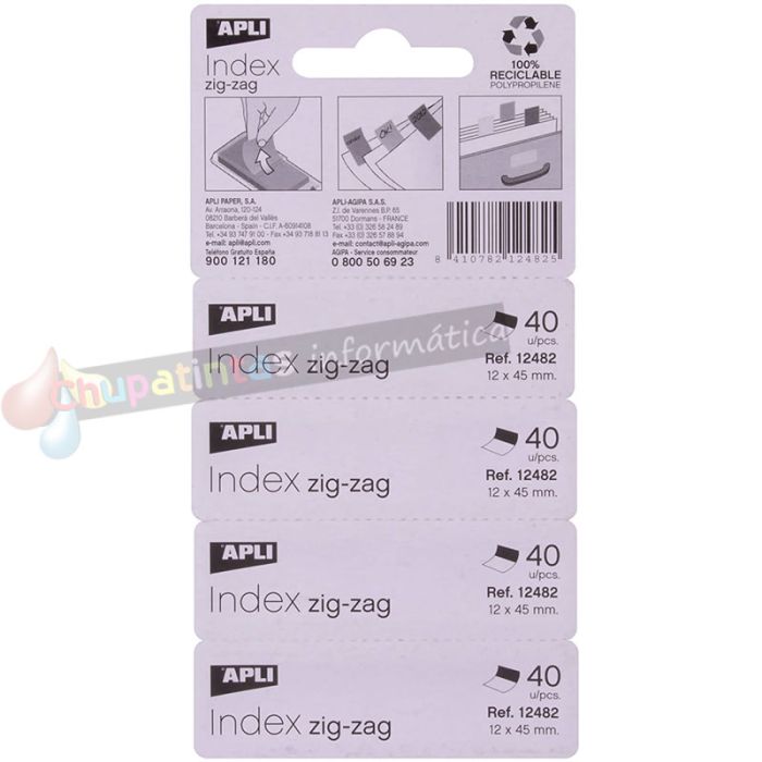 Apli Índices Adhesivos Film Zigzag 45x12mm 4 Dispensadores de 40 Índices-2