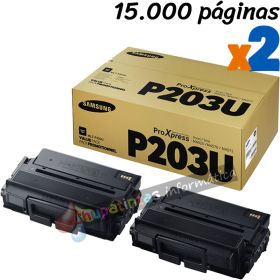 Samsung MLT-P203U Negro Pack de 2 Cartuchos de Tóner Originales - SV123A