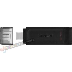 Kingston DataTraveler 70 Memoria USB Tipo C 64GB - USB-C 3.2 Gen 1 - Con Tapa - Color Negro (Pendrive)-1